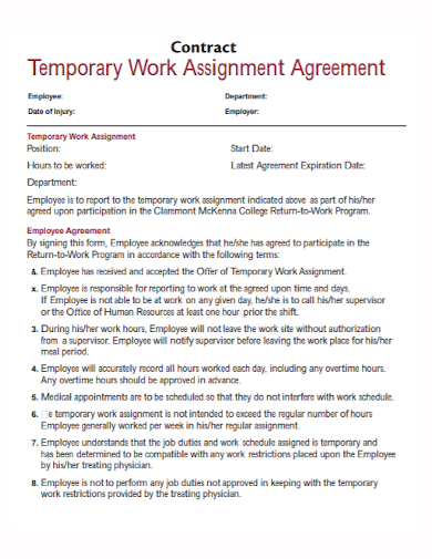 temporary work assignment contract