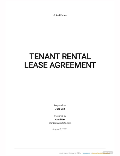 tenant rental lease agreement template