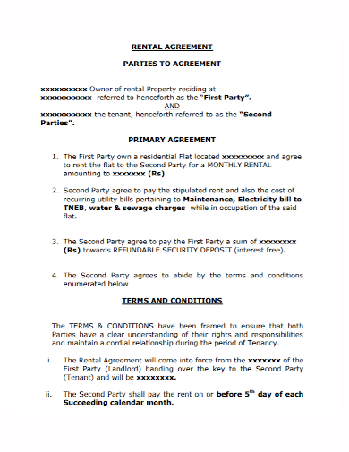 tenant rental property agreement