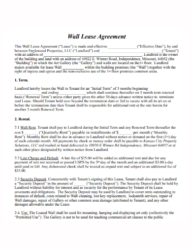 tenant rental wall lease agreement