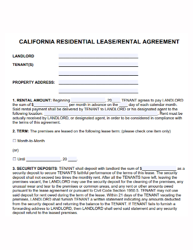 tenant security rental agreement