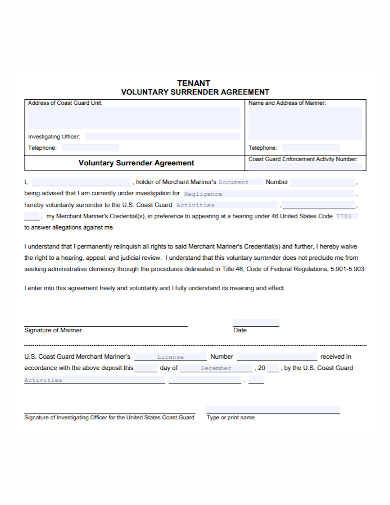 tenant voluntary surrender agreement