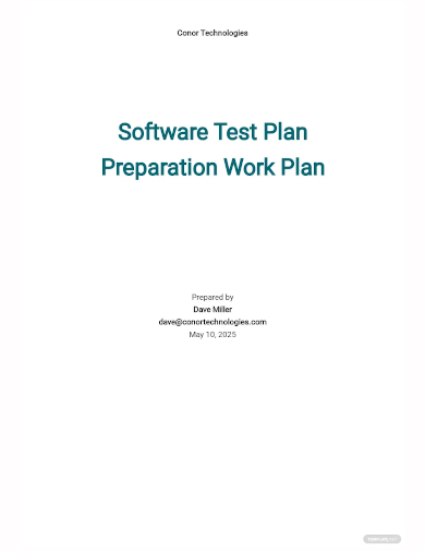 test plan task preparation template