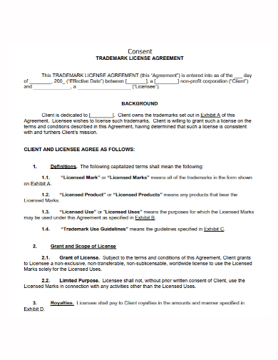 trademark consent license agreement