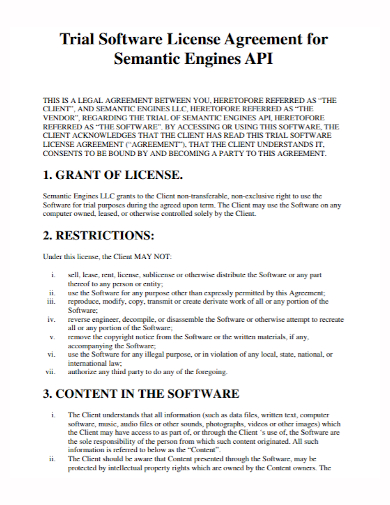 trial software grant license agreement