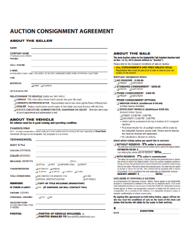 vehicle auction consignment agreement