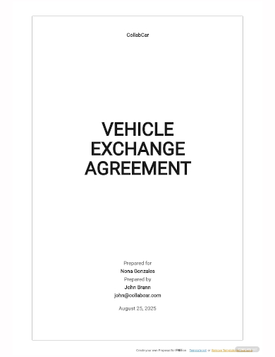 vehicle exchange agreement template