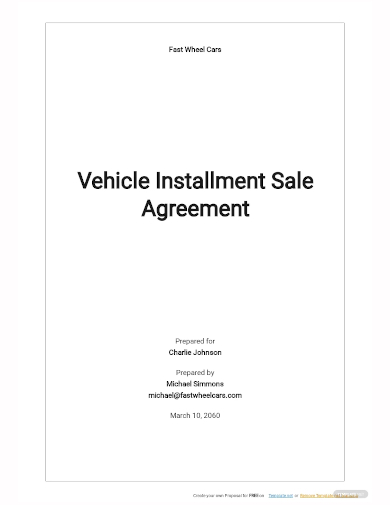 vehicle installment sale agreement template