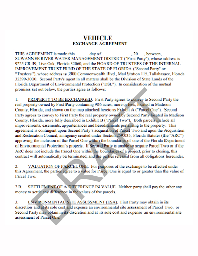 vehicle management exchange agreement