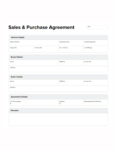 vehicle sale and purchase agreement
