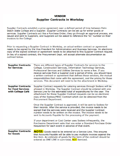 vendor workday supplier contract
