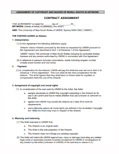 wavier copyright assignment contract