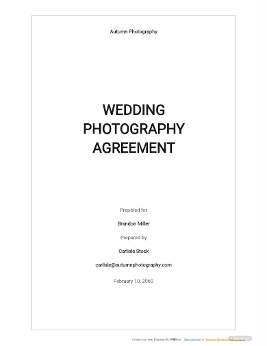 wedding photography agreement template