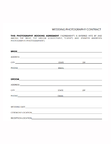 wedding photography contract agreement