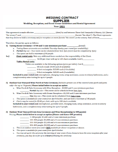 wedding supplier agreement contract