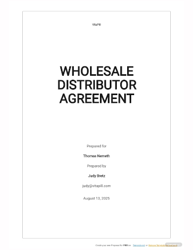 wholesale distributor agreement template