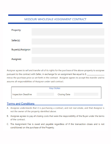 wholesale property assignment contract