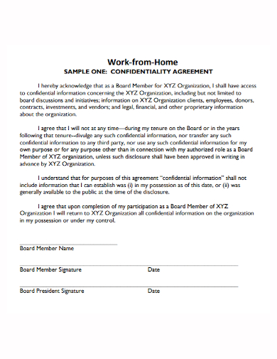 work from home board confidentiality agreement