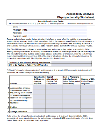accessibility analysis disproportionality worksheet