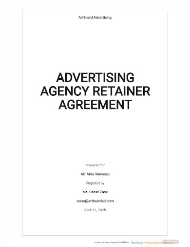 advertising agency retainer agreement template
