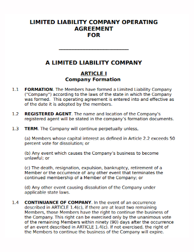 agent limited liability company operating agreement