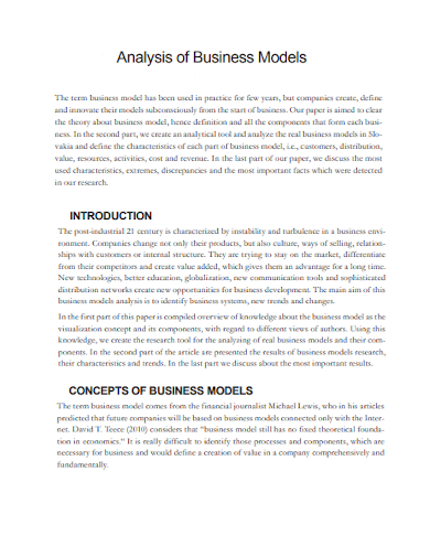 analysis of business model