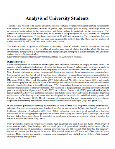analysis of university students
