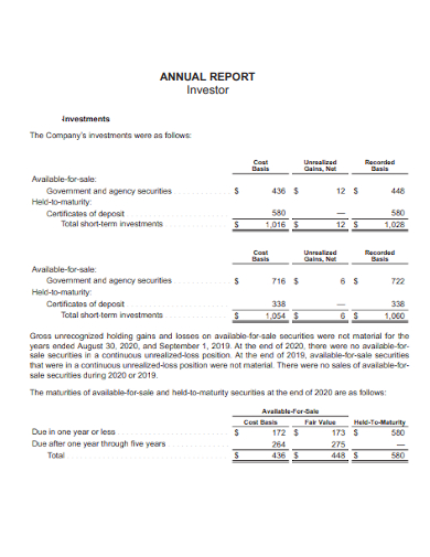 annual investor report
