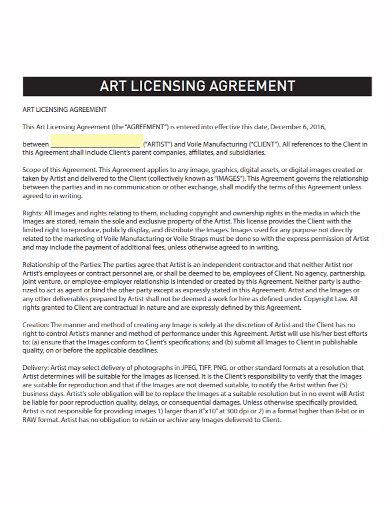 artist client licensing agreement