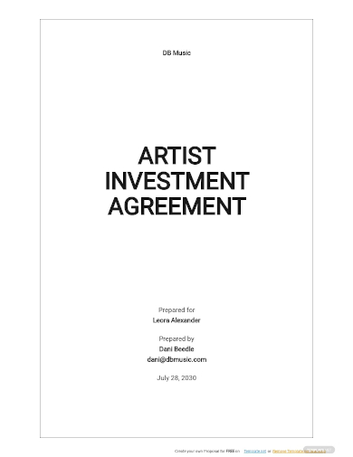 artist investment agreement template
