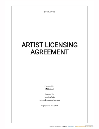 artist licensing agreement template