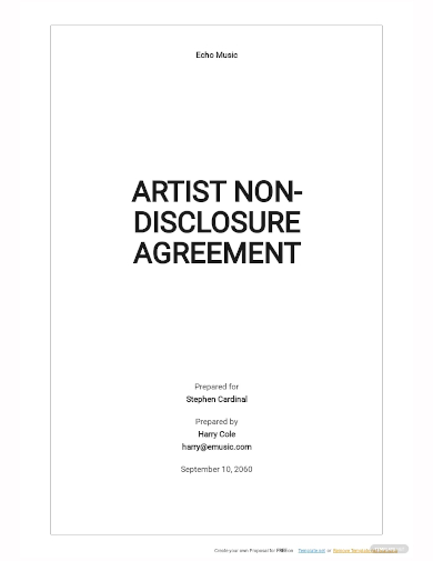 artist non disclosure agreement template