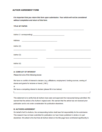 author agreement form