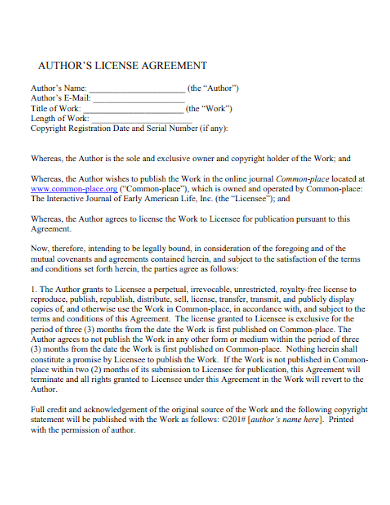author license agreement