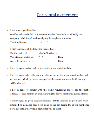 basic car rental agreement