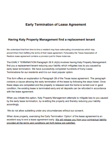 basic early termination of lease agreement