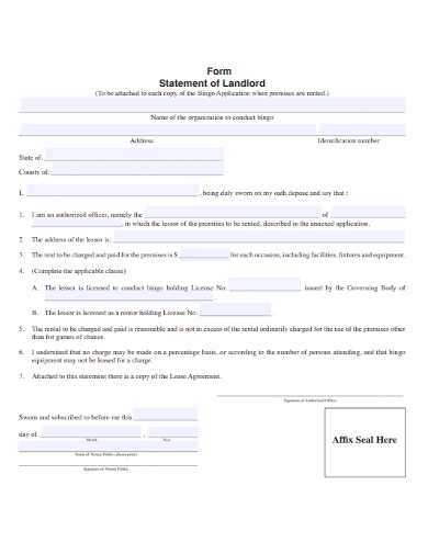 basic landlord statement form