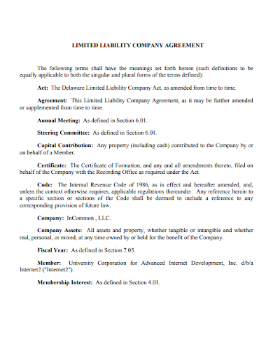 basic limited liability company agreement