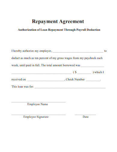 basic payroll repayment agreement