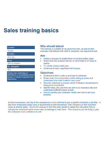 basic sales training proposal
