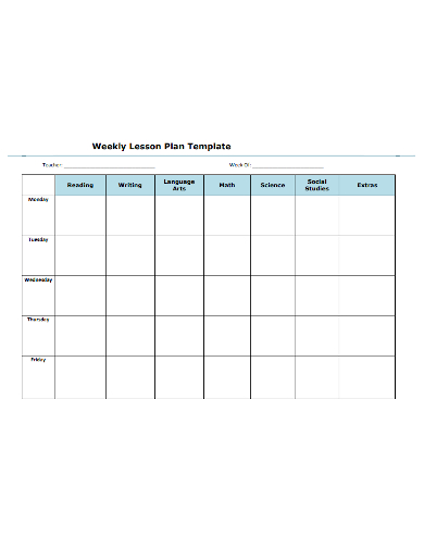 basic weekly lesson plan