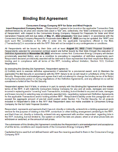 binding bid agreement