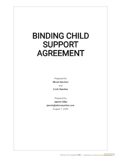 binding child support agreement template