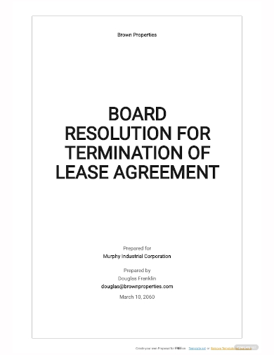 board resolution for termination of lease agreement template