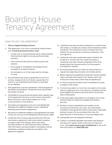 boarding house tenancy agreement