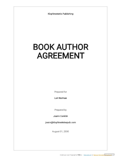 book author agreement template