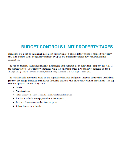 budget controls limit property taxes