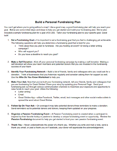 build a personal fundraising plan
