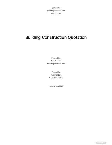 building construction quotation template