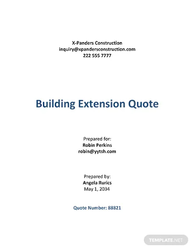 building extension quotation template
